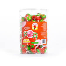 Hirsch Super Bubble Lolly Strawberry(100ud)