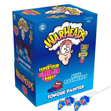 Warheads Supersour Bubble Gum Pops Blue Raspberry 25g(7 Uds) - Imagen 2